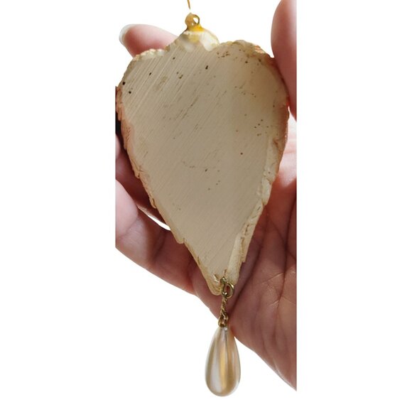 Vintage Christmas Angel Ornament Resin with White Faux Pearl Cord Hanger - Picture 3 of 7